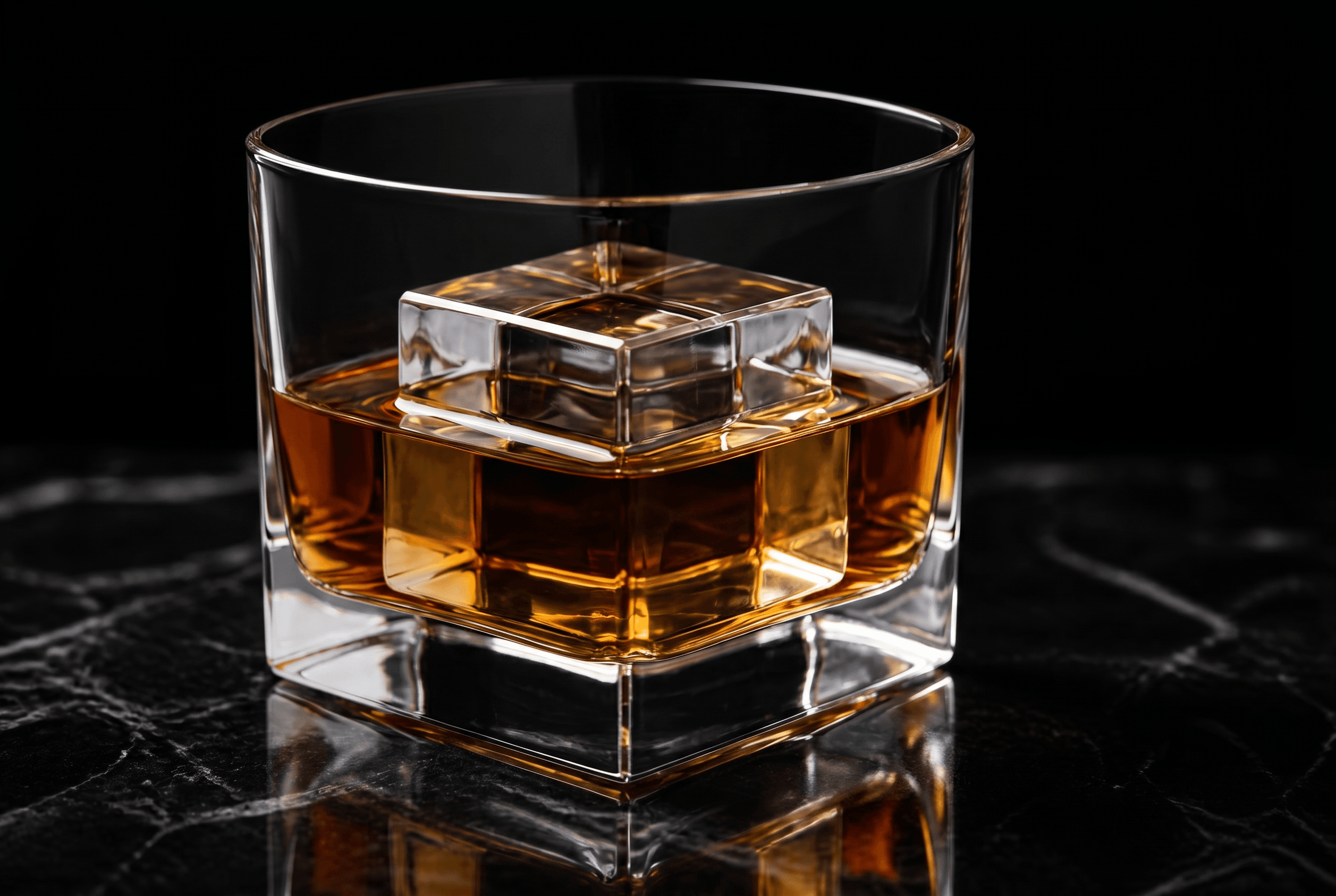 Clear Cube Clear Ice im Cocktailglas